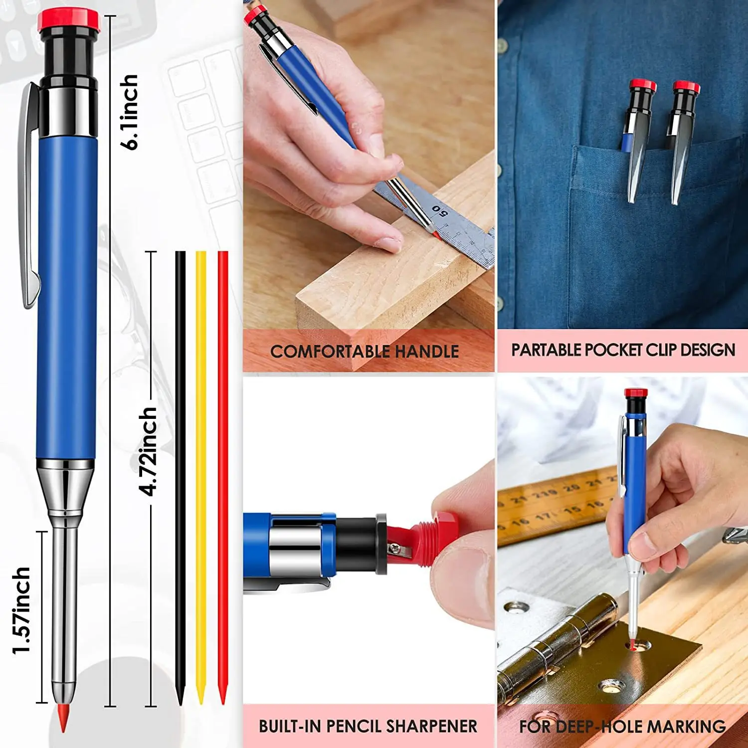 Mechanical Pencil Lead - 2.8mm Metal Solid Carpenter Mechanical Pencil