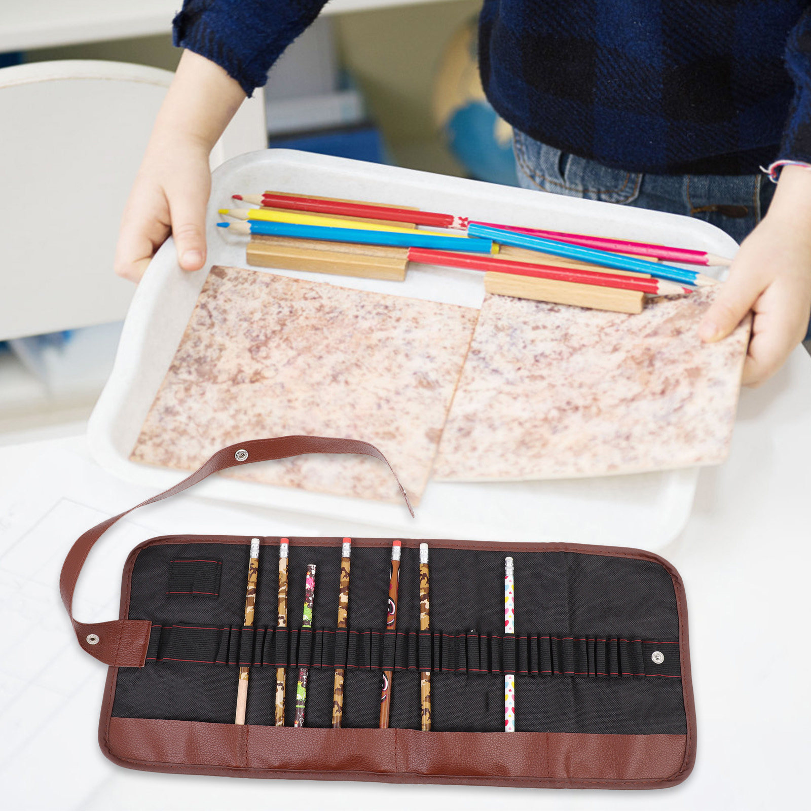 Pencil Case Large - 2Pcs Canvas Pencil Rolling Bag Large