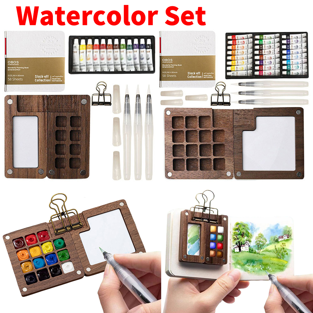 Binder Clip Assorted - Watercolor Palette Set with Wooden Paint