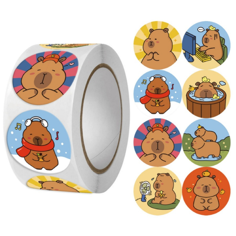 Label Printer Tape - 500pcs/pack Capybara Stickers Cute Water Pig