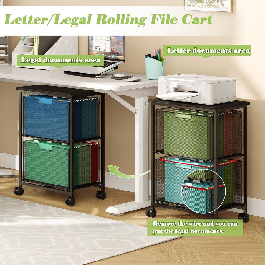 Legal Rolling File Cart with 2 - File Folder Hanging ulasan dan harga