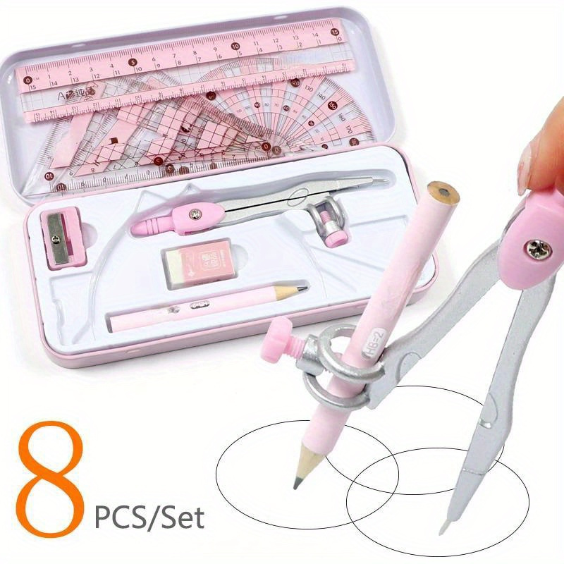 8Pcs/Set  Ruler Compass Pencil - Compass Geometry Set ulasan dan harga