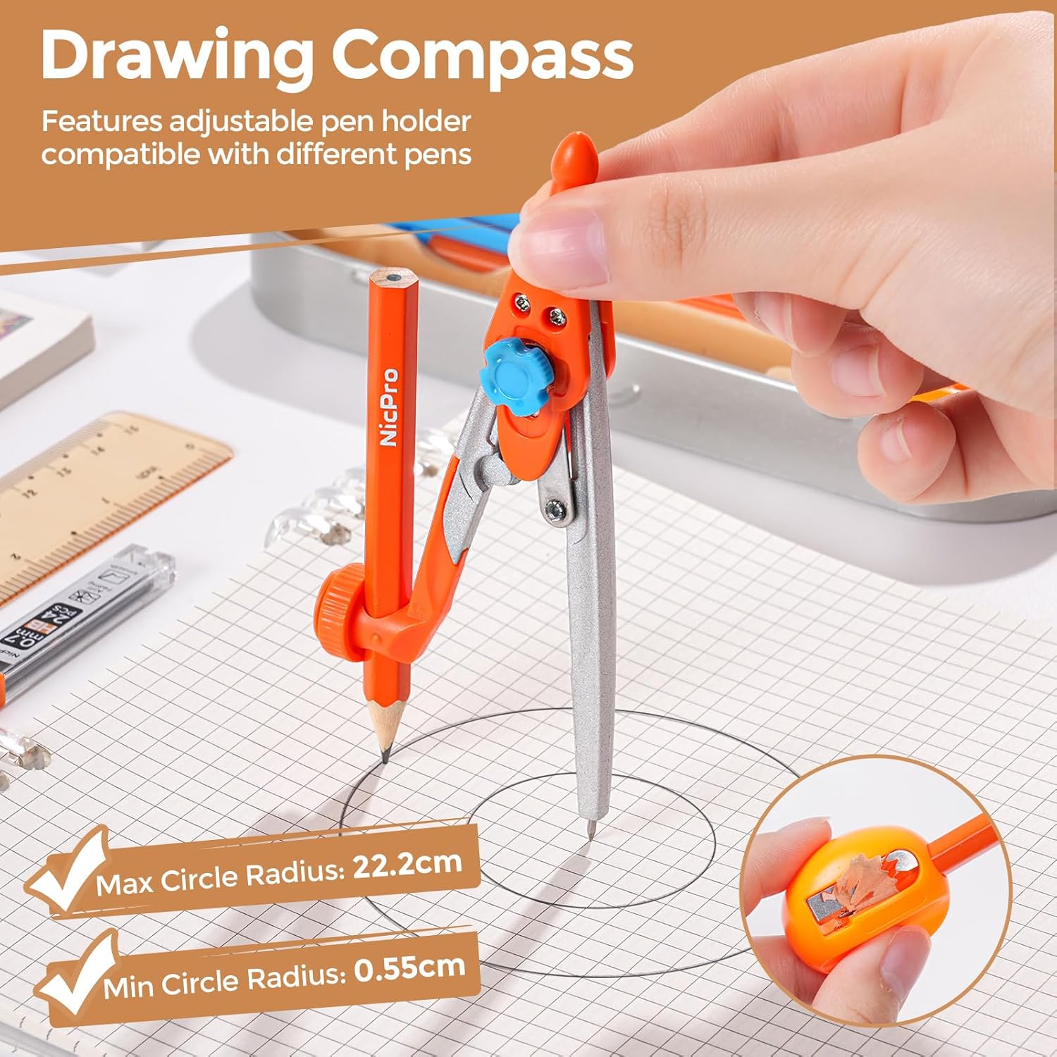 17 PCS Geometry Set for Studen - Compass Geometry Set ulasan dan harga