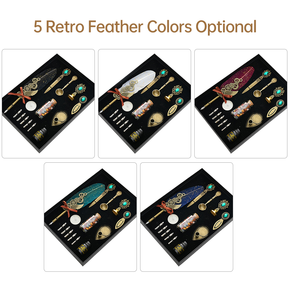Vintage Feather Pen and Ink Se - Fountain Pen Ink ulasan dan harga