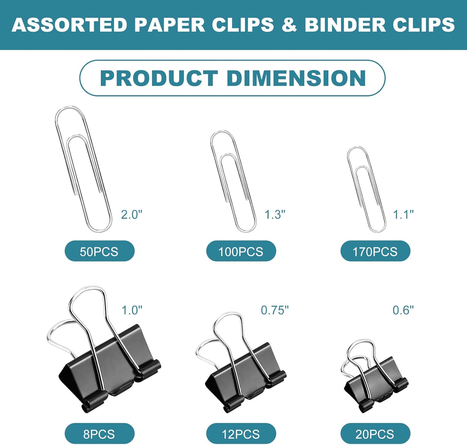 360 Pcs Paper Clips & Binder C - Binder Clip Assorted ulasan dan harga